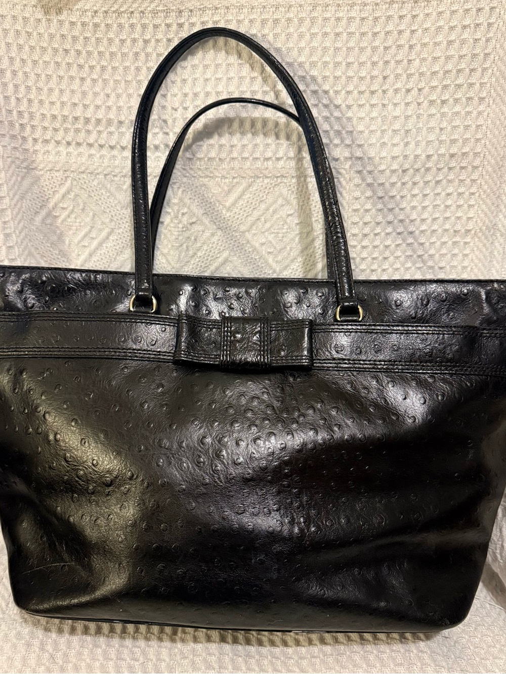 kate spade Black Ostrich Pebble Leather Tote